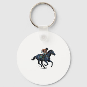 Vintage Horse Racing Jockey Vector Design_1 Keychain