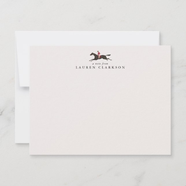 Vintage Horse Rider Logo Note Card (Front)