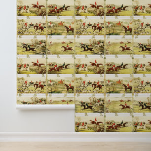 Vintage Horse Riders and Hounds Hunting Wallpaper