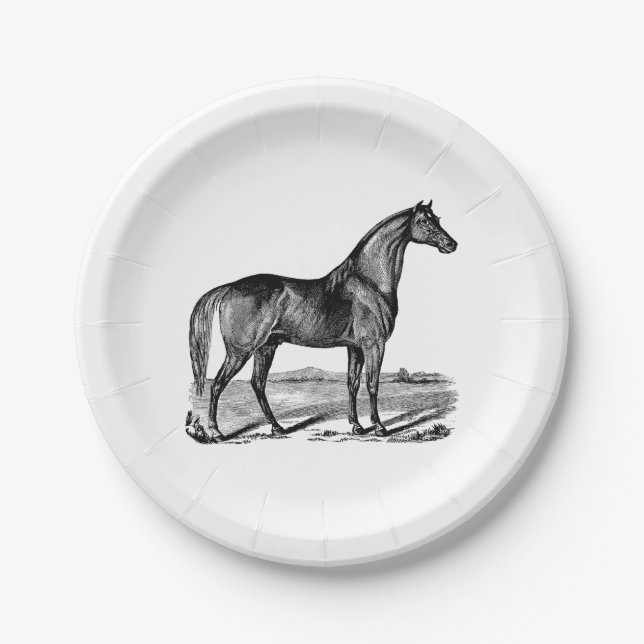 Vintage Horse Standing Paper Plate (Front)