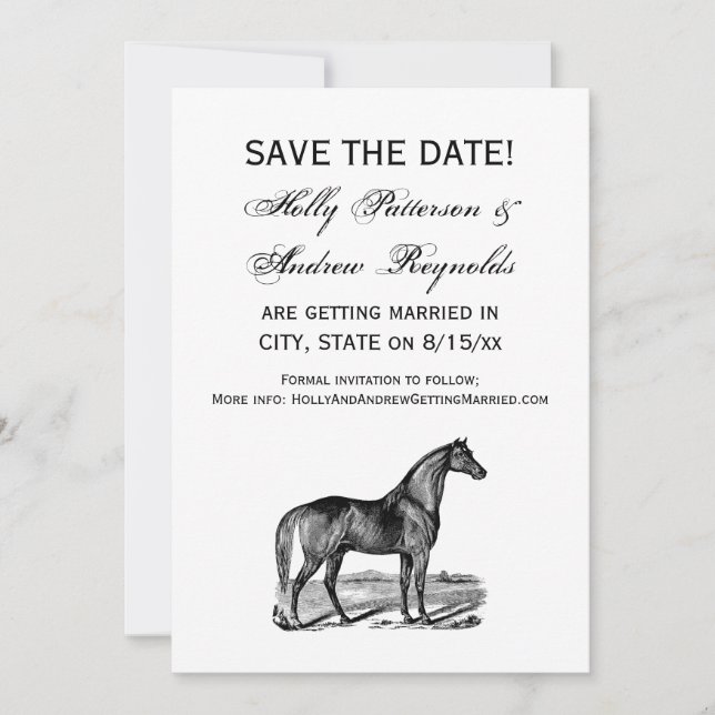 Vintage Horse Standing Save The Date (Front)
