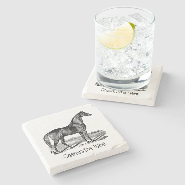 Vintage Horse Standing Stone Coaster (Side)