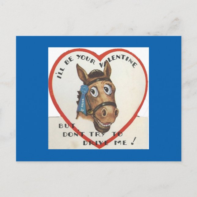 Vintage Horse Valentine Holiday Postcard (Front)