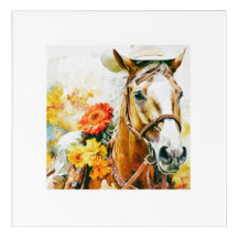 vintage horse wearing cowgirl hat