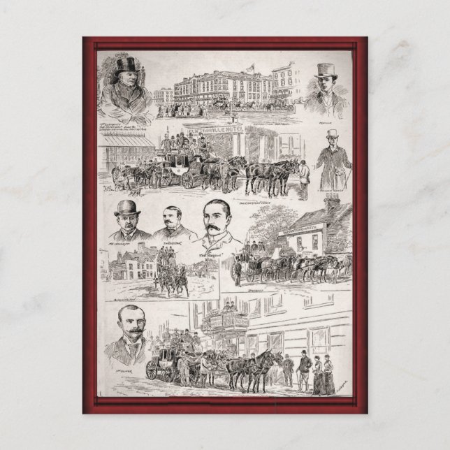 Vintage horses at work postcard (Front)