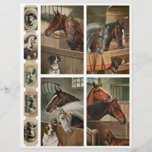 Vintage Horses & Dogs Ephemera Fussy Cuts