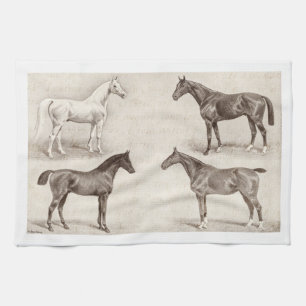 Vintage Horses - Horse and Pony Templates horse Kitchen Towel