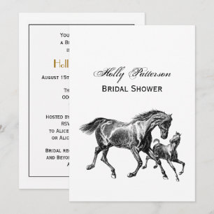 Vintage Horses Mother Baby Foal Bridal Shower Invitation