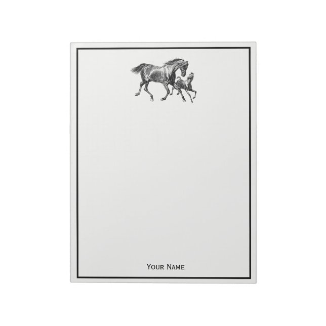 Vintage Horses Mother Baby Foal Notepad (Rotated)