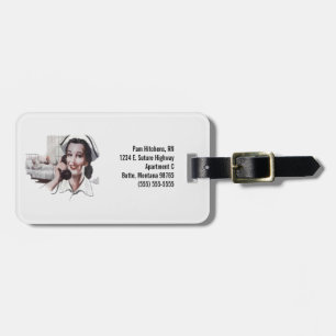 Vintage Hospital Nurse on Telephone Personalized Luggage Tag