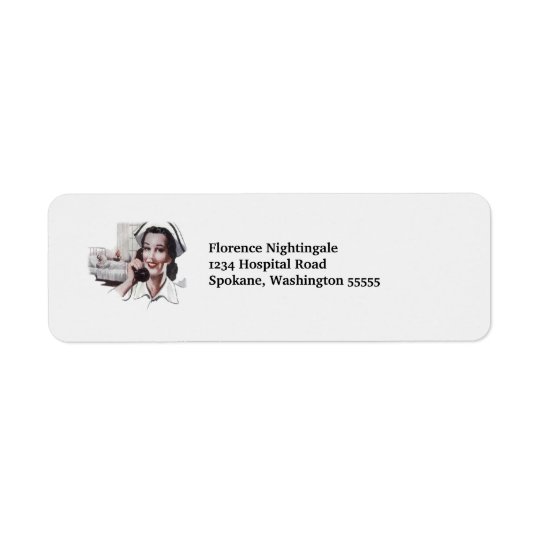 Vintage Hospital Nurse on Telephone Retro Custom Return Address Label