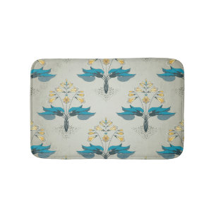 Vintage hosta, floral modern pattern. bath mat