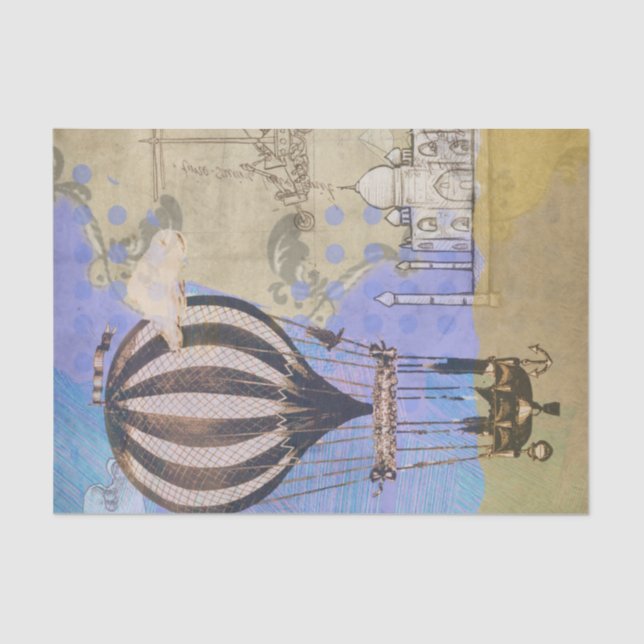 Vintage Hot Air Balloon Airplane Travel Tissue Paper (Front)