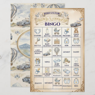 Vintage Hot Air Balloon Baby Shower Bingo Game