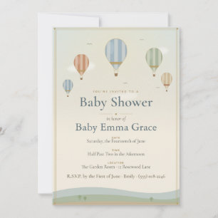 Vintage Hot Air Balloon Baby Shower Invitation