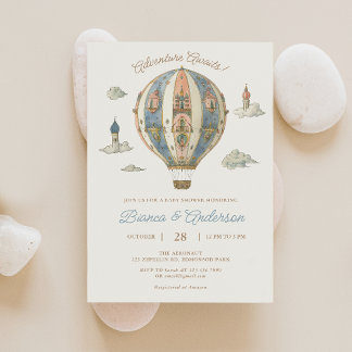 Vintage Hot Air Balloon Baby Shower Invitation 3