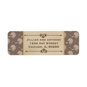 Vintage Hot Air Balloon Brown Return Address Label