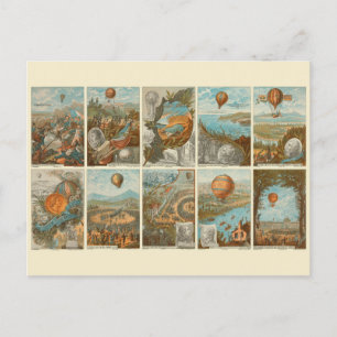 Vintage Hot Air Balloon Collecting Cards Pattern