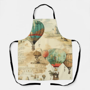 Vintage Hot Air Balloon in a Serene Landscape (10) Apron