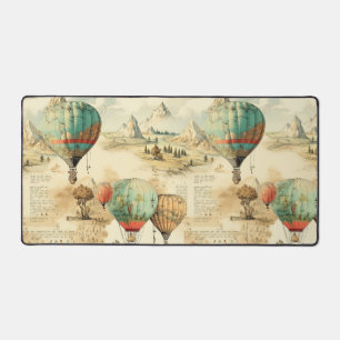 Vintage Hot Air Balloon in a Serene Landscape (10) Desk Mat