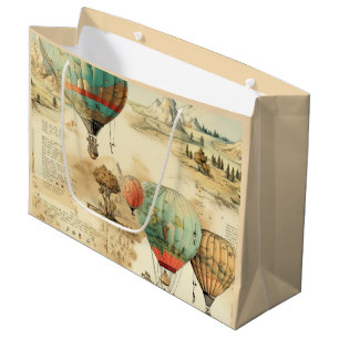 Vintage Hot Air Balloon in a Serene Landscape (10) Large Gift Bag