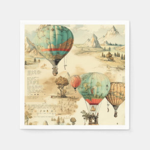 Vintage Hot Air Balloon in a Serene Landscape (10) Napkin