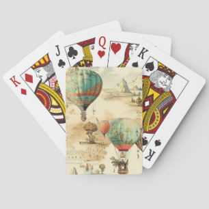 Vintage Hot Air Balloon in a Serene Landscape (10) Playing Cards
