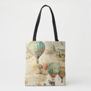 Vintage Hot Air Balloon in a Serene Landscape (10) Tote Bag