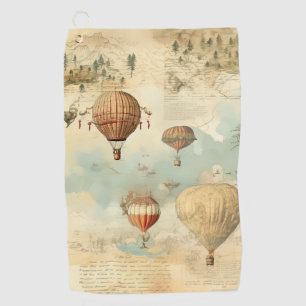Vintage Hot Air Balloon in a Serene Landscape (11) Golf Towel