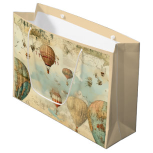 Vintage Hot Air Balloon in a Serene Landscape (11) Large Gift Bag