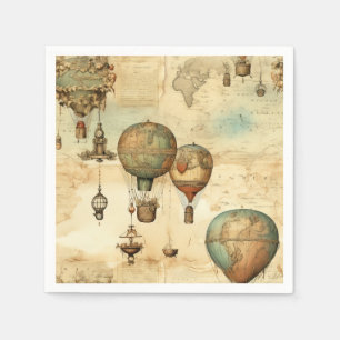 Vintage Hot Air Balloon in a Serene Landscape (12) Napkin
