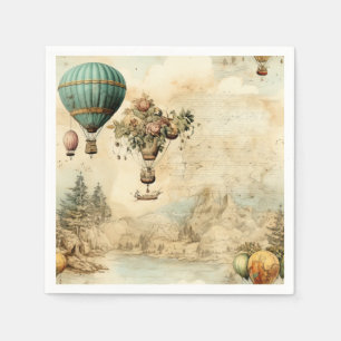 Vintage Hot Air Balloon in a Serene Landscape (1) Napkin