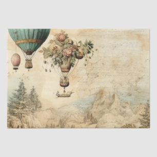 Vintage Hot Air Balloon in a Serene Landscape (1) Tissue Paper