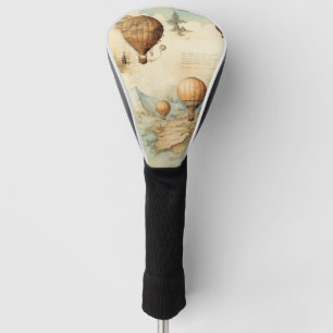 Vintage Hot Air Balloon in a Serene Landscape (2) Golf Head Cover