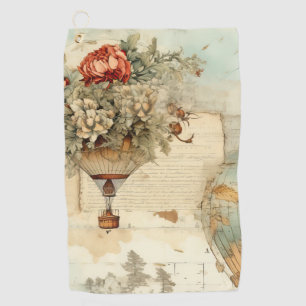 Vintage Hot Air Balloon in a Serene Landscape (3) Golf Towel