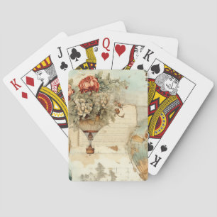 Vintage Hot Air Balloon in a Serene Landscape (3) Playing Cards