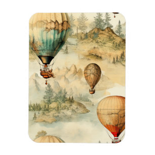 Vintage Hot Air Balloon in a Serene Landscape (4) Magnet