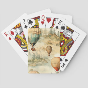 Vintage Hot Air Balloon in a Serene Landscape (4) Playing Cards