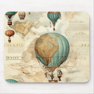 Vintage Hot Air Balloon in a Serene Landscape (5) Mouse Pad