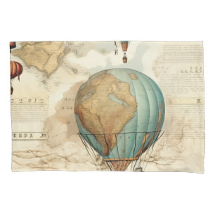 Vintage Hot Air Balloon in a Serene Landscape (5) Pillowcase