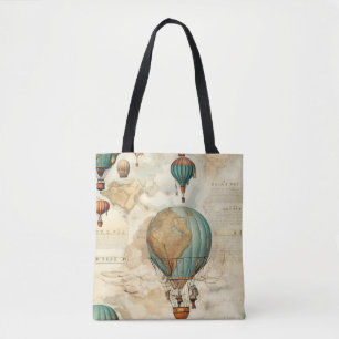 Vintage Hot Air Balloon in a Serene Landscape (5) Tote Bag