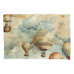 Vintage Hot Air Balloon in a Serene Landscape (6) Pillowcase