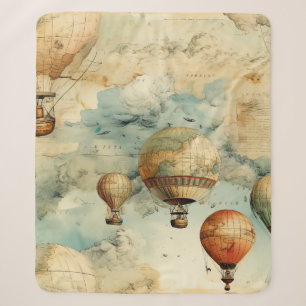 Vintage Hot Air Balloon in a Serene Landscape (6) Sherpa Blanket