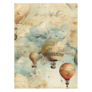 Vintage Hot Air Balloon in a Serene Landscape (6) Tablecloth