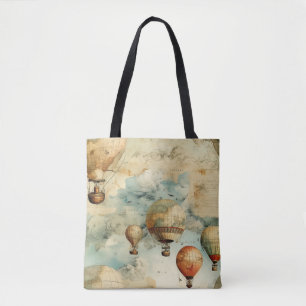 Vintage Hot Air Balloon in a Serene Landscape (6) Tote Bag