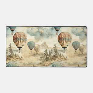 Vintage Hot Air Balloon in a Serene Landscape (7) Desk Mat