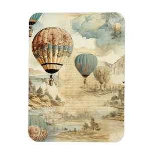 Vintage Hot Air Balloon in a Serene Landscape (7) Magnet