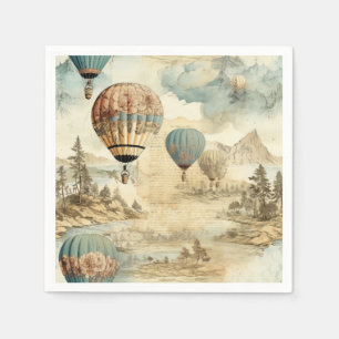 Vintage Hot Air Balloon in a Serene Landscape (7) Napkin