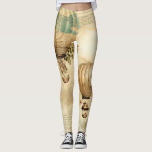 Vintage Hot Air Balloon in a Serene Landscape (9) Leggings