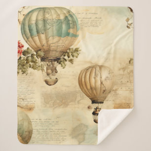 Vintage Hot Air Balloon in a Serene Landscape (9) Sherpa Blanket
